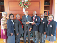 Weldon-Seaboard  From left: Rosalind M. Jones, Gloria Davis, Robert Davis, Dr. Gaddis Faulcon, Shaw University Interim President,  Dr. John R. Jones, Chapter President, Rev. Willie M. Greene, Chapter Vice President and Chaplain, and Venus M. Spruill, Chapter Secretary.   The Weldon-Seaboard Alumni Chapter of Shaw University traveled to Raleigh to present contributions collected during the Chapter’s Annual Shaw Day Service held at Bethlehem Missionary Baptist Church in Seaboard on March 16th.  The Chapter raised $8,000.00 for student scholarships.  The Chapter has held its Annual Shaw Day Service the third Sunday in March since it was established in 1935. In 2015 the Chapter will celebrate 80 years of service to Shaw University and local students attending Shaw.